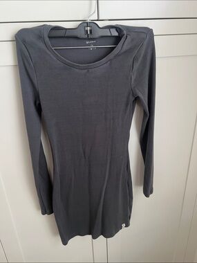 Girls' Long Sleeve Ribbed Dress - Charcoal Gray.. size 12-14y